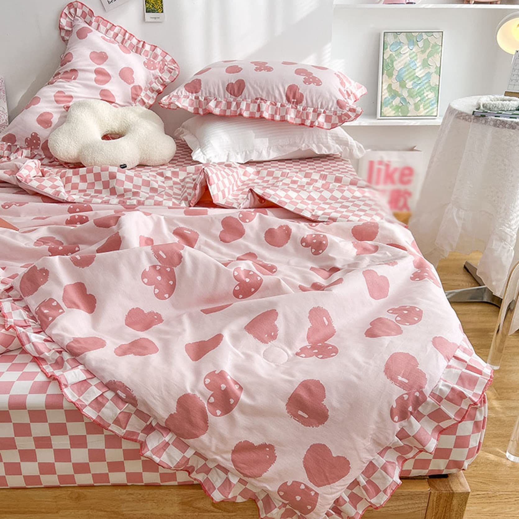 【紺碧★合わせ購入お値引きあり】新品★ピンクの薔薇綿100%シングル３点 Amazon｜メリーナイト 掛け布団カバー 「ローズ」 ピンク ダブル